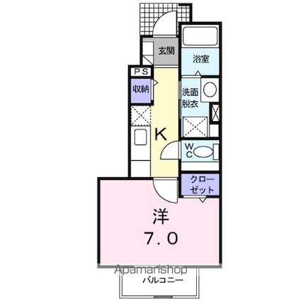 フェリーチェ[1K/27.17m2]の間取図