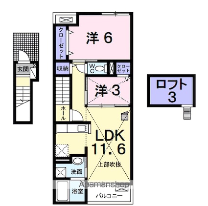 カーサ・リリィ堀之内[2LDK/49.55m2]の間取図