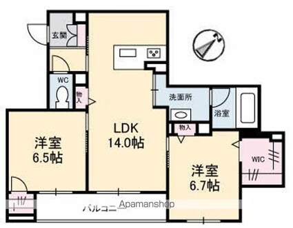 アズール庚午北[2LDK/63.37m2]の間取図