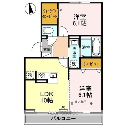 クレスト御殿山[2LDK/52.54m2]の間取図