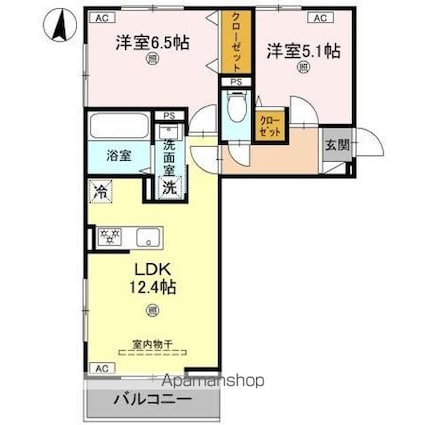 ＤーＲｅｇａｌｏ二の宮[2LDK/53.76m2]の間取図
