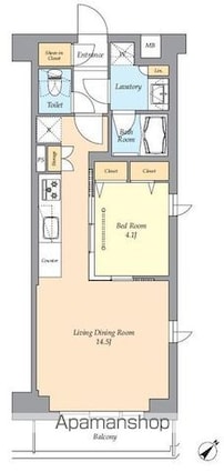 東京都渋谷区西原２丁目[1LDK/43.2m2]の間取図