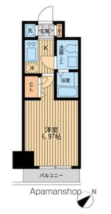 エコロジー潮見レジデンス[1K/21.2m2]の間取図