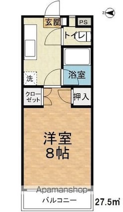 ファンテイン相生[1K/27.5m2]の間取図