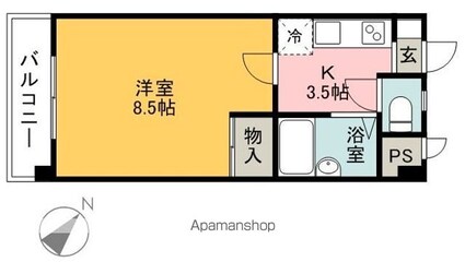 パークサイド[1K/24.48m2]の間取図