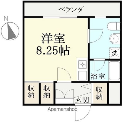 ベルメゾン[1R/28.6m2]の間取図