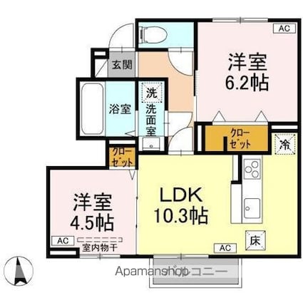 ＣＬＡＲＩＳ朴のき[2LDK/49.94m2]の間取図