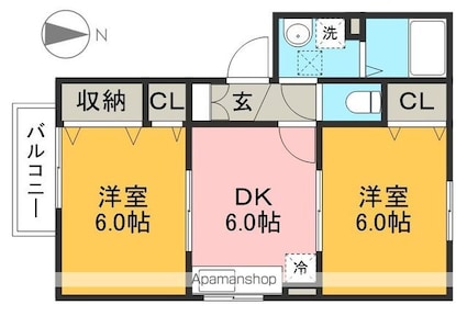 シャトレー[2DK/43.08m2]の間取図