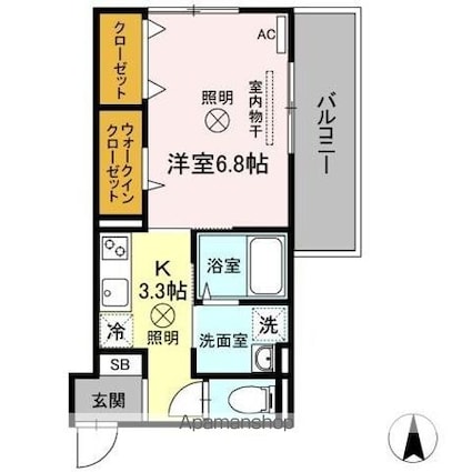 アルシオネ岡山駅西[1K/29.03m2]の間取図