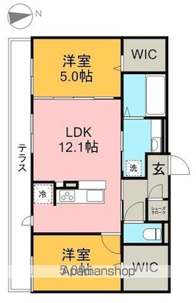 クロ・ド・エヌ[2LDK/55.03m2]の間取図