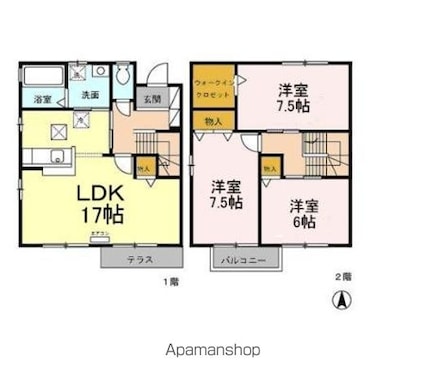 グリーンコート上松　ＡＢ[3LDK/92.73m2]の間取図