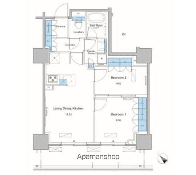ルフォンプログレ滝野川[2LDK/55.23m2]の間取図
