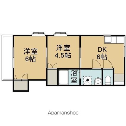 ベルメゾン富浜[2DK/39.12m2]の間取図