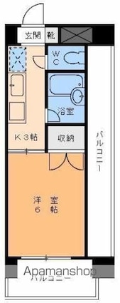 愛媛県松山市緑町１丁目[1K/19.8m2]の間取図