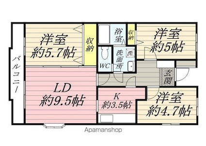 エルグレイス[3LDK/65.21m2]の間取図