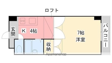 めいぷるどおり[1K/22.33m2]の間取図