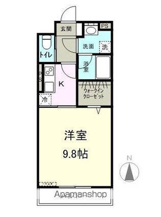 クレア松本[1K/32.68m2]の間取図