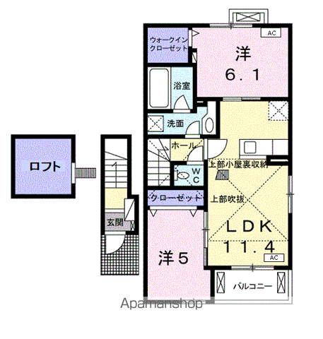 【岐阜市中鶉のアパートの間取り】