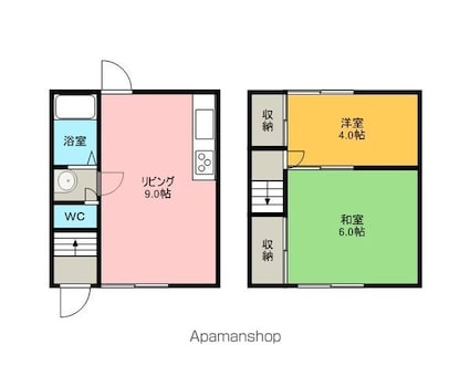 メゾネットコーポ高浜[2DK/46.3m2]の間取図