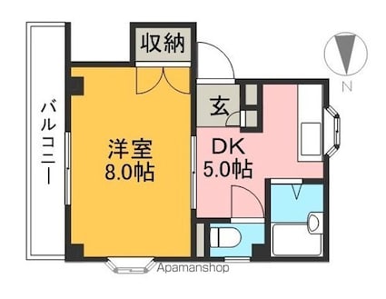 ヴィラ薊野[1DK/22.6m2]の間取図