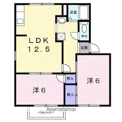 タウニイ梅原Ⅱ[2LDK/50m2]の間取図