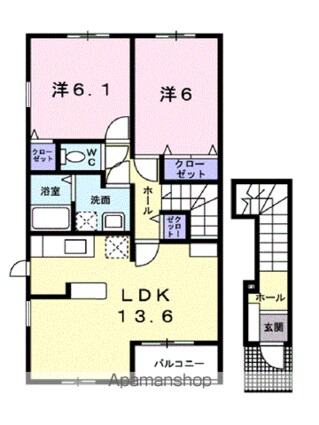 キャピトゥール[2LDK/61.76m2]の間取図