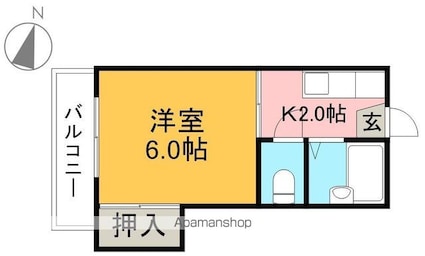 第５つくもコーポ[1K/18.18m2]の間取図
