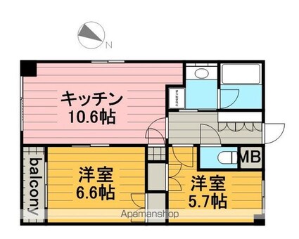 東京都墨田区吾妻橋１丁目[2LDK/51.14m2]の間取図