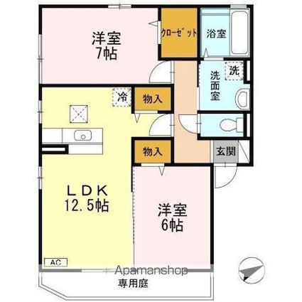 サニーヒル[2LDK/62.1m2]の間取図