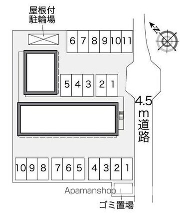 レオパレスセゾン[1K/21.81m2]の配置図