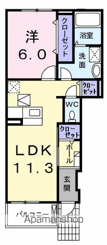 立川市幸町のアパートの間取り