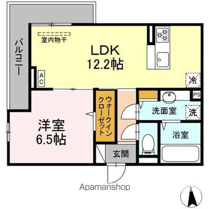 ＣｏｕＲ１８高宮Ｗ[1LDK/45.87m2]の間取図