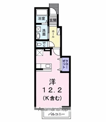 ミ・カシータ[1K/32.9m2]の間取図
