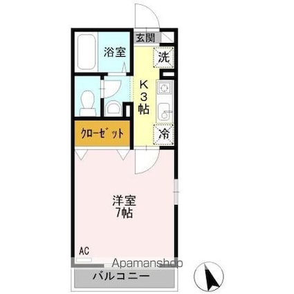 モンテローザ[1K/23.59m2]の間取図