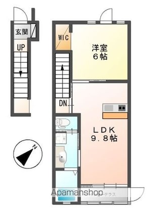 ビューテラス平柴[1LDK/40.21m2]の間取図
