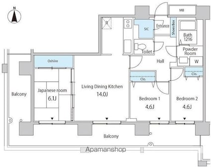 セルリアンホームズ勝どき[3LDK/69.95m2]の間取図