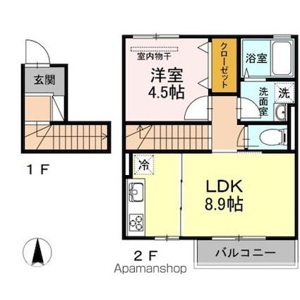 クレア　メゾン[1LDK/40.1m2]の間取図