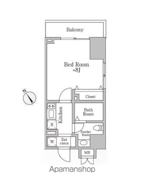 レジディア三宿[1K/25.69m2]の間取図