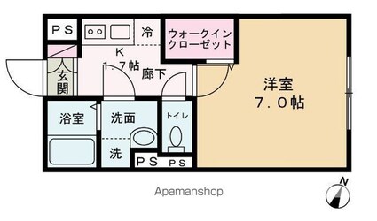 エルファーロ笹塚Ⅱ[1K/24.5m2]の間取図