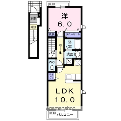 カーサ針木[1LDK/42.8m2]の間取図