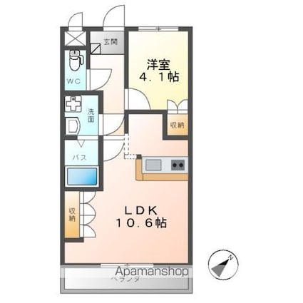 茨城県神栖市大野原３丁目[1LDK/36m2]の間取図