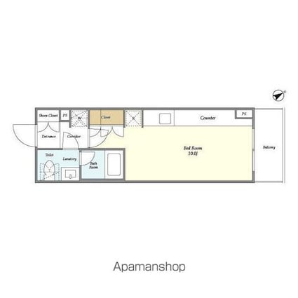 ジオエント門前仲町[1R/25.02m2]の間取図