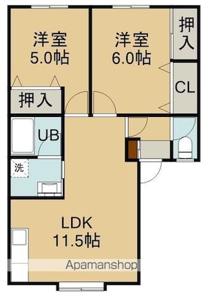 コーポひまわり[2LDK/52.17m2]の間取図