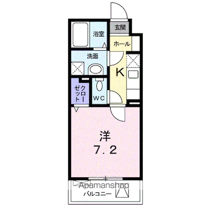 プレアデス城北[1K/25.24m2]の間取図