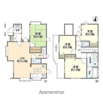 北町４丁目貸家[4LDK/91.58m2]の間取図