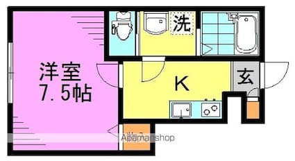 東京都杉並区阿佐谷南１丁目[1K/25.56m2]の間取図