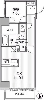 シーズンフラッツ浅草言問通り[1LDK/40.7m2]の間取図