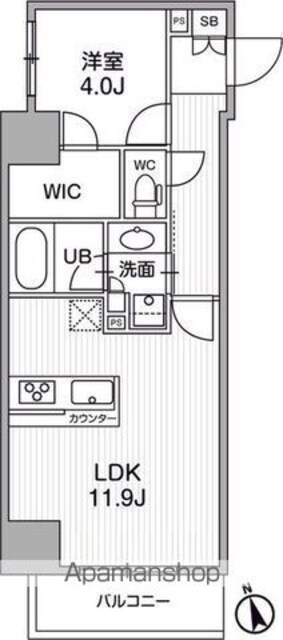 シーズンフラッツ浅草言問通り[1LDK/40.7m2]の間取図