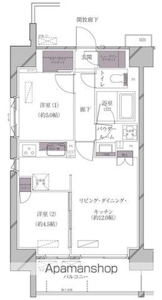 Ａーｓｔａｎｄａｒｄ芝浦[2LDK/51.8m2]の間取図