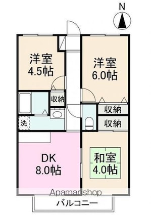フォブールタイセイ[3DK/57.97m2]の間取図